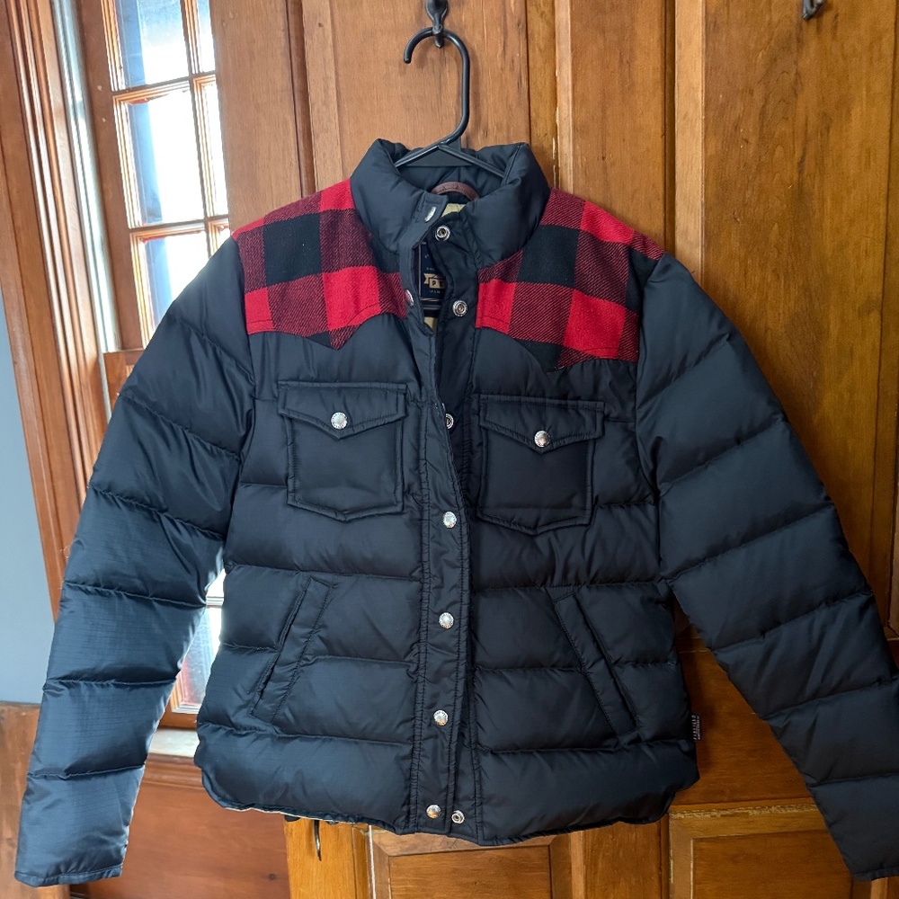 Penfield x Madewell Down Puffer Jacket Buffalo Plaid Yoke Size S